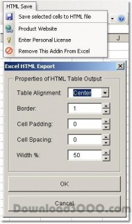 Excel HTML Save & Export Software screenshot